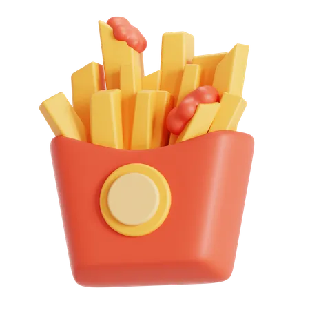French Fries With Sauce 3D Icon