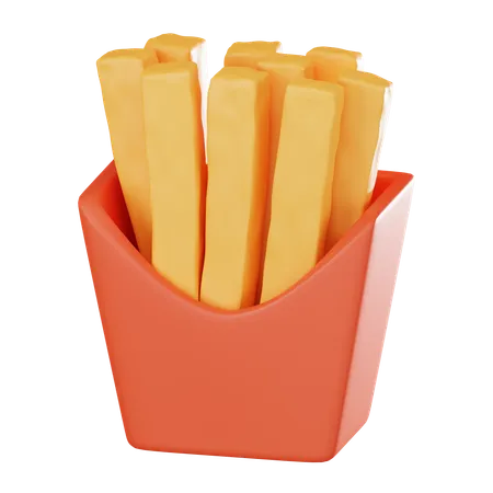 Crispy French Fries For Depicting Fast Food Junk Food And Snack Time Enjoyment In A Visually Engaging Way 3 D Render Illustration 3D Icon