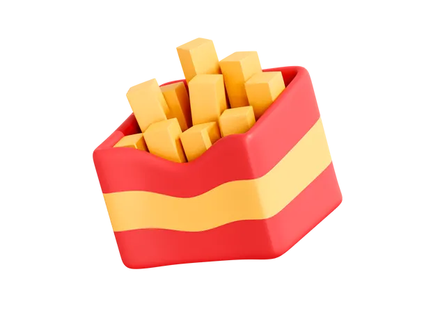 3 D French Fries American Fast Food 3D Icon