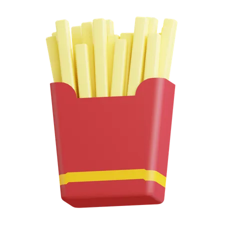 3 D French Fries Icon Illustration With Transparent Background 3D Icon