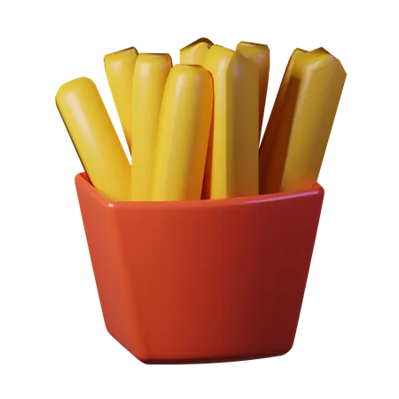 French Fries In A Red Container 3D Icon