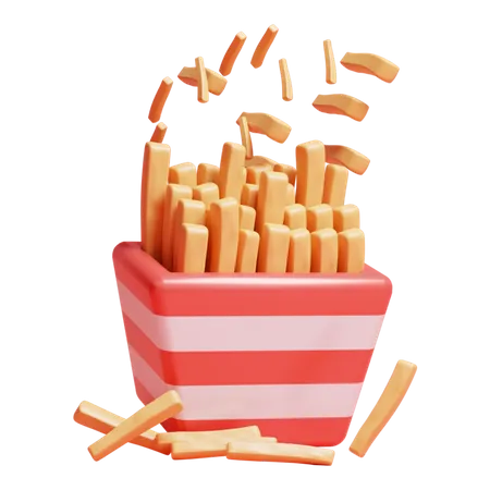 French Fry Bucket Icon Isolated 3 D Render Illustration 3D Icon