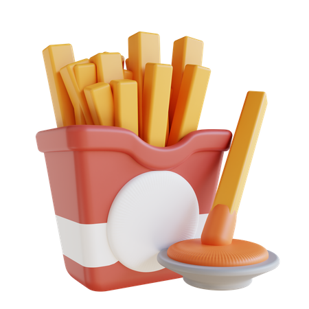 French Fries And Dip  3D Icon