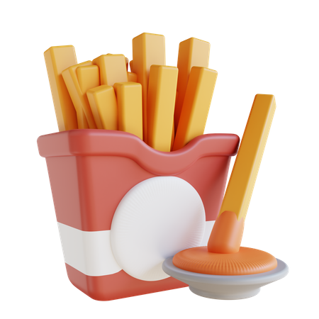 French Fries And Dip  3D Icon