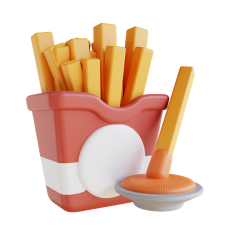 French Fries And Dip 3D Icon