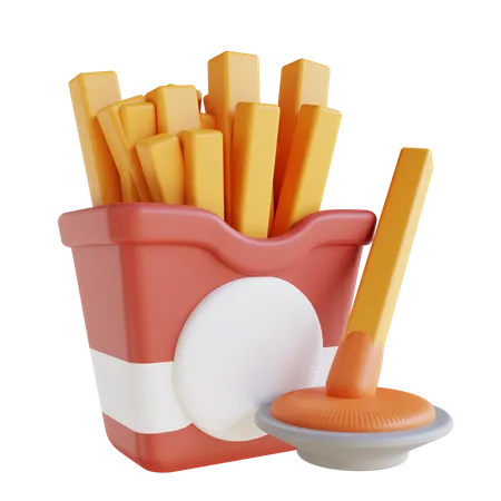 French Fries And Dip 3D Icon