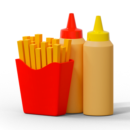 French Fries And Sauce  3D Icon