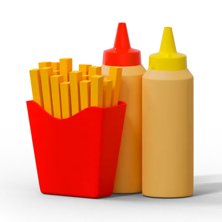 French Fries And Sauce  3D Icon