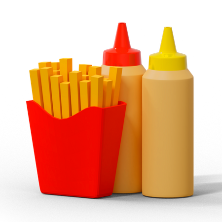 French Fries And Sauce 3D Icon