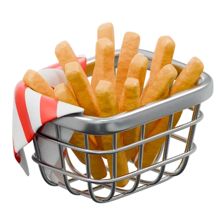 French Fries Basket  3D Icon
