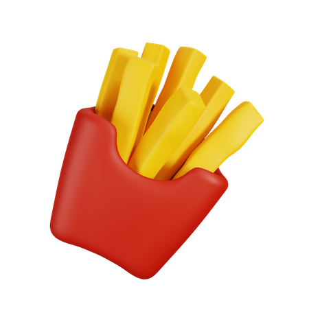 French Fries Box  3D Illustration