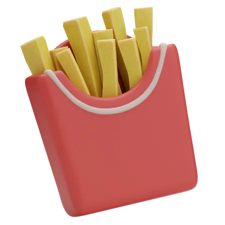 French Fries Bucket  3D Icon