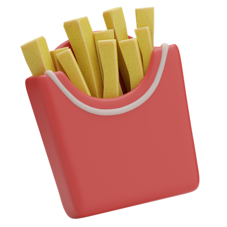 French Fries Bucket 3D Icon