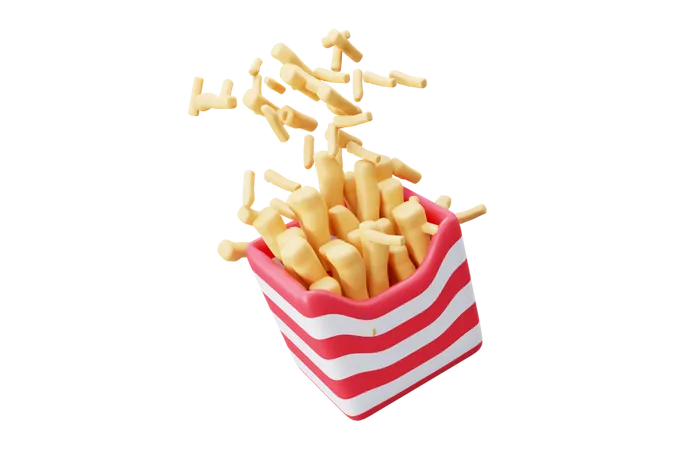 French Fries Floating 3D Icon