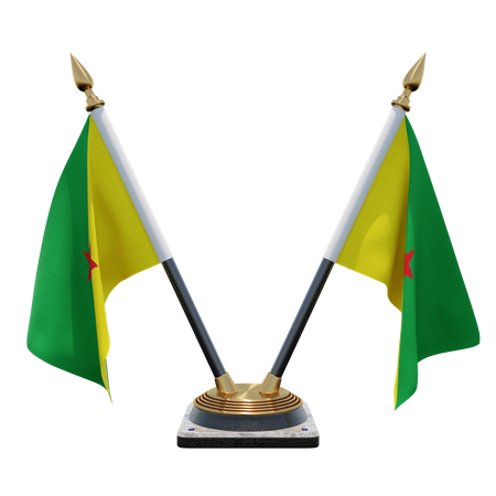 French Guiana Double Desk Flag Stand  3D Icon