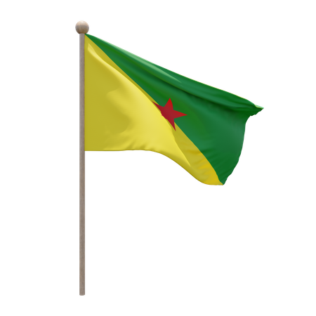 French Guiana Flag Pole  3D Flag