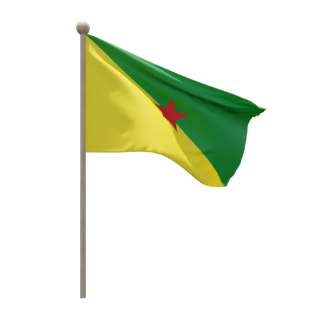 French Guiana Flag Pole  3D Illustration