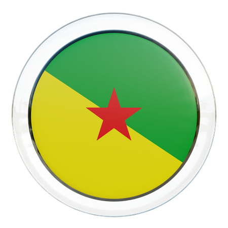 French Guiana Round Flag  3D Icon