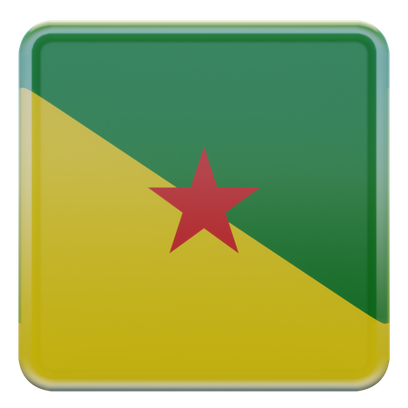 French Guiana Square Flag  3D Icon
