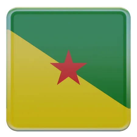 French Guiana Square Flag  3D Icon