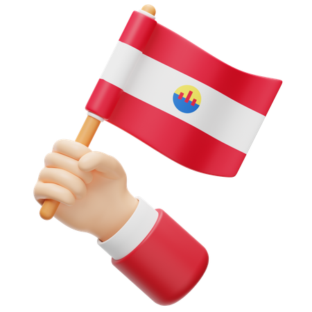 French polynesia flag in hand  3D Icon