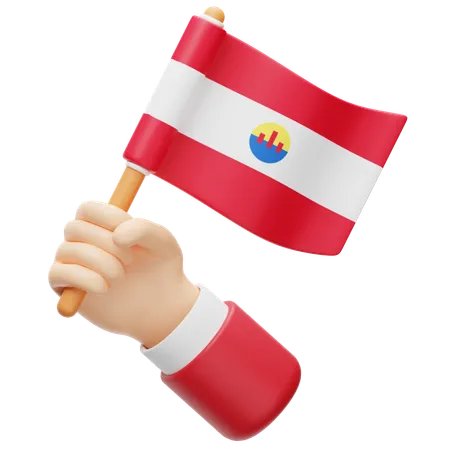 French polynesia flag in hand  3D Icon