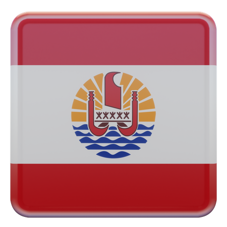 French Polynesia Square Flag  3D Icon
