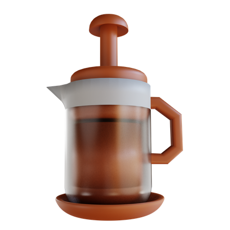 Kaffee aus der French Press  3D Illustration