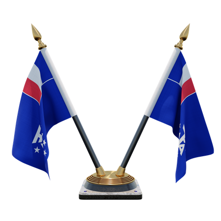 French Southern and Antarctic Lands Double Desk Flag Stand  3D Icon