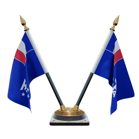 French Southern and Antarctic Lands Double (V) Desk Flag Stand  3D Icon