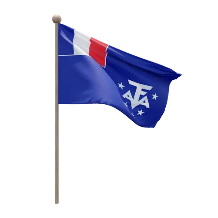 French Southern and Antarctic Lands Flag Pole 3D Illustration