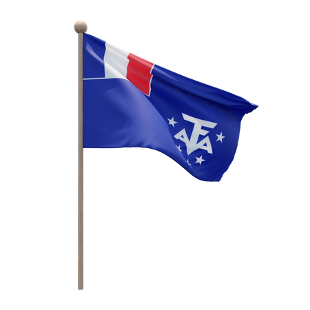 French Southern and Antarctic Lands Flagpole  3D Flag