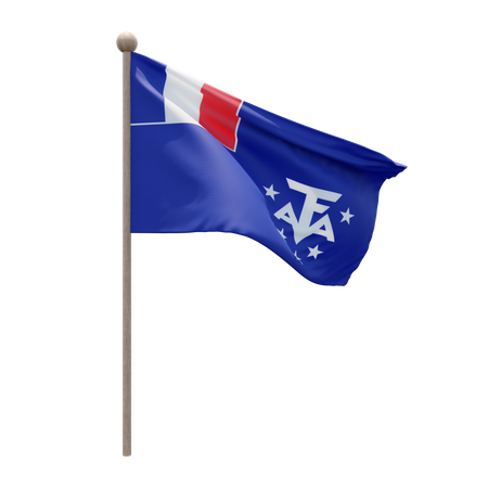 French Southern and Antarctic Lands Flagpole 3D Illustration