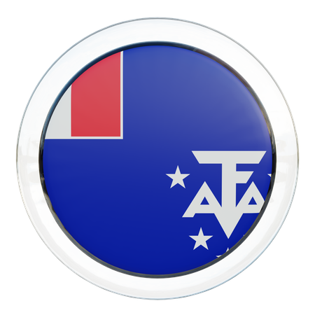 French Southern and Antarctic Lands Round Flag 3D Icon