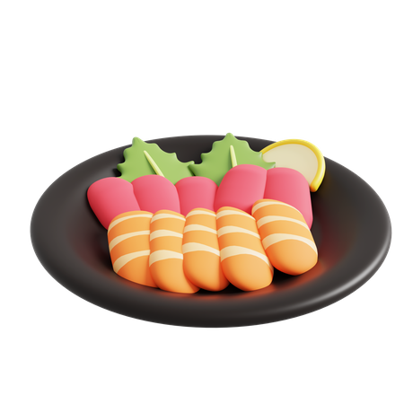 Fresh Raw Fish Sashimi  3D Icon