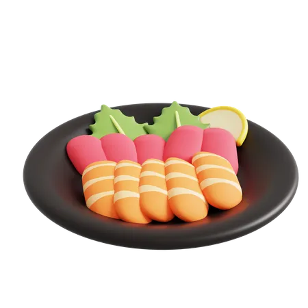 Fresh Raw Fish Sashimi  3D Icon