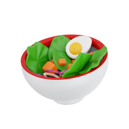 Fresh Salad Bowl with Egg and Vegetables  3D Icon