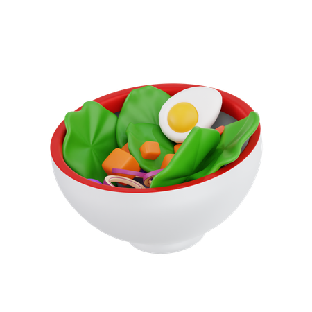 Fresh Salad Bowl with Egg and Vegetables  3D Illustration