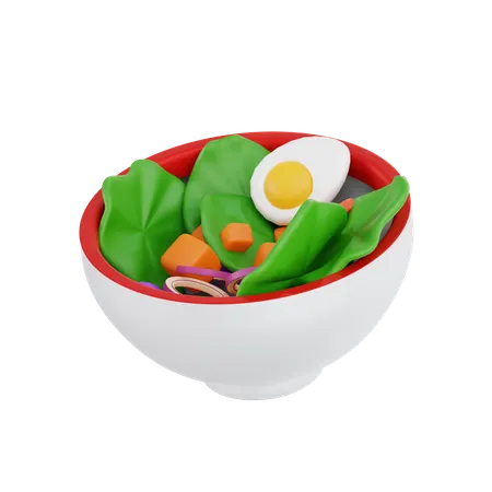 Fresh Salad Bowl with Egg and Vegetables  3D Illustration