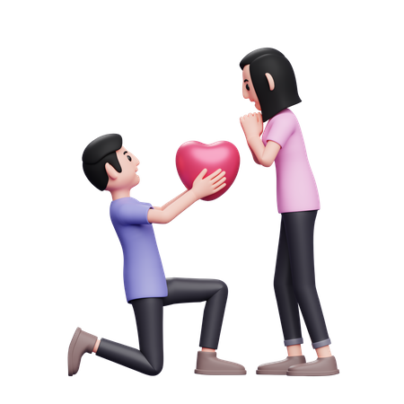 Freund macht Freundin einen Heiratsantrag  3D Icon