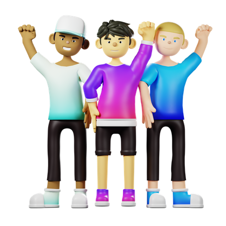 Freunde feiern pose  3D Illustration