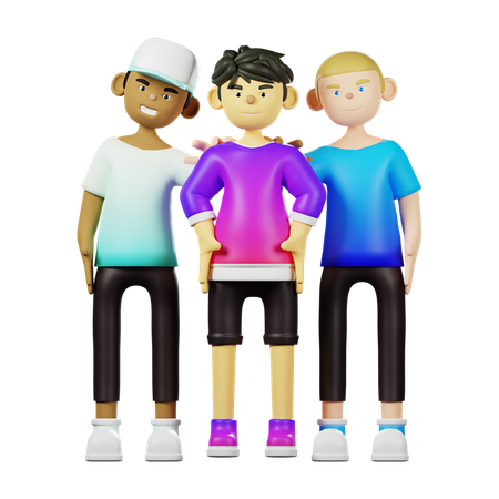 Freunde geben foto pose  3D Illustration