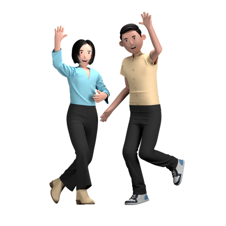 Freunde tanzen auf Geburtstagsparty  3D Icon