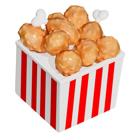 Fried Chicken Bucket  3D Icon