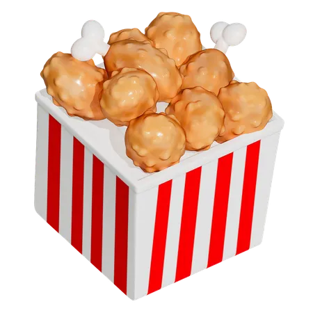 Fried Chicken Bucket  3D Icon