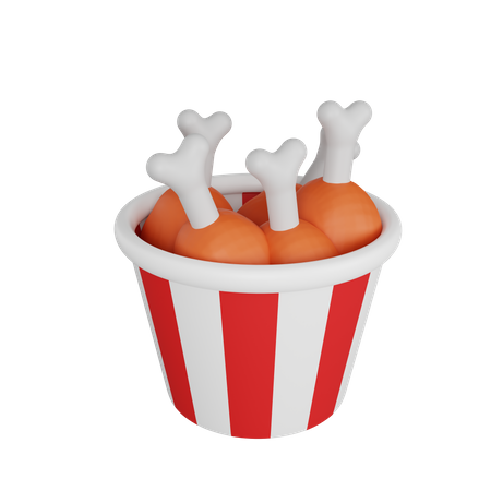 Fried Chicken Bucket  3D Icon