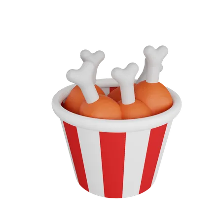 Fried Chicken Bucket  3D Icon