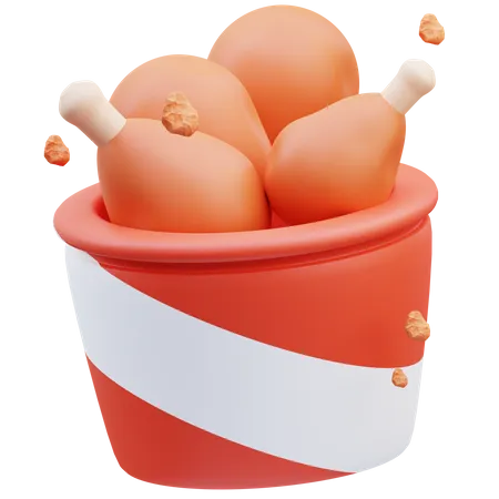 Fried Chicken Bucket  3D Icon