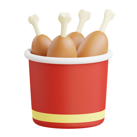 Fried Chicken Bucket  3D Icon