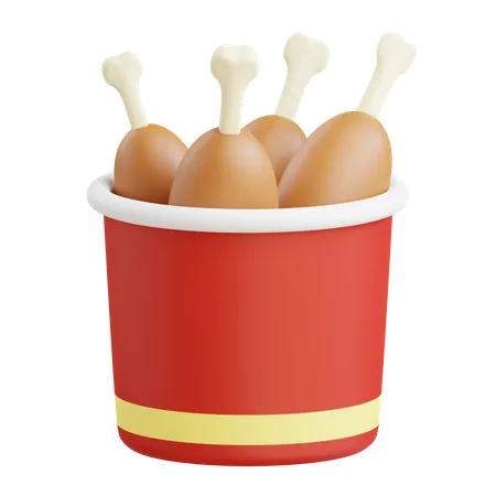 Fried Chicken Bucket  3D Icon